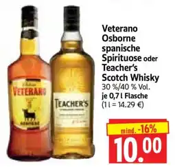 Edeka Herkules Veterano Osborne spanische Spirituose oder Teacher's Scotch Whisky Angebot