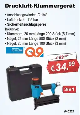 Stabilo Fachmarkt Druckluft-Klammergerät Güde Q9 Angebot