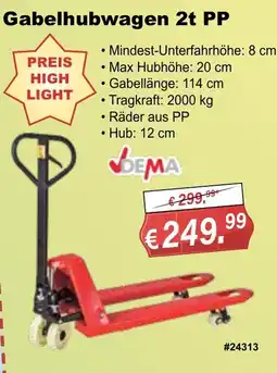 Stabilo Fachmarkt Gabelhubwagen 2t PP Angebot