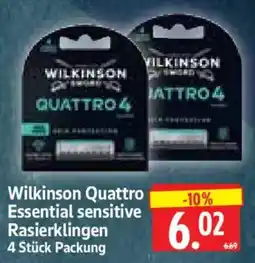 Edeka Herkules Wilkinson Quattro Essential sensitive Rasierklingen Angebot