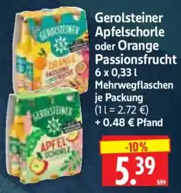 Edeka Herkules Gerolsteiner Apfelschorle oder Orange Passionsfrucht Angebot