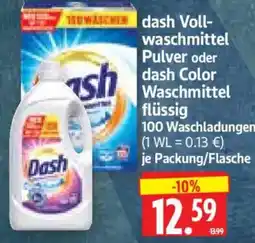 Edeka Herkules dash Voll-waschmittel Pulver oder dash Color Waschmittel flüssig Angebot
