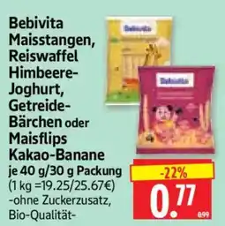 Edeka Herkules Bebivita Maisstangen, Reiswaffel Himbeere-Joghurt, Getreide-Bärchen oder Maisflips Kakao-Banane Angebot