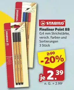Combi STABILO Fineliner Point 88 Angebot