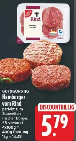NP Discount GUT&GÜNSTIG Hamburger vom Rind Angebot