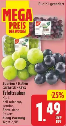 NP Discount Spanien / Italien GUT&GÜNSTIG Tafeltrauben Angebot