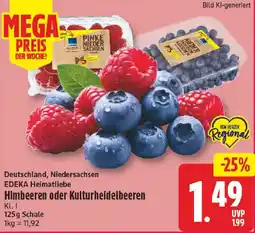 NP Discount EDEKA Heimatliebe Himbeeren oder Kulturheidelbeeren Angebot