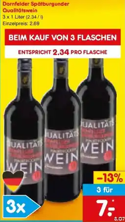 Netto Marken-Discount Dornfelder Spätburgunder Qualitätswein Angebot