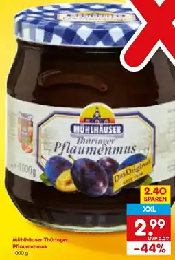 Netto Marken-Discount Mühlhäuser Thüringer Pflaumenmus Angebot