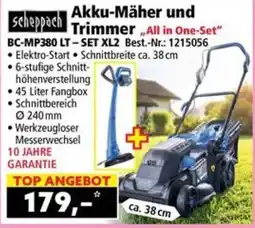 Norma scheppach Akku-Mäher und Trimmer "All in One-Set" Angebot