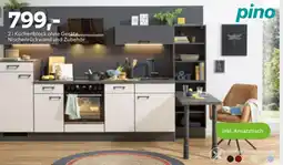 Mömax Pino Küchenblock ohne Geräte, Nischenrückwand und Zubehör Angebot