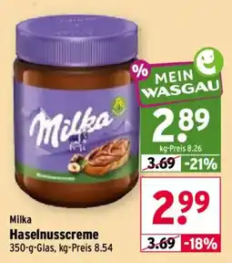 Wasgau Milka Haselnusscreme Angebot