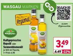Wasgau WASGAU Kaltgepresstes Rapsöl oder Sonnenblumenöl Angebot