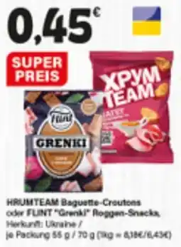 LEDO HRUMTEAM Baguette-Croutons oder FLINT Grenki Roggen-Snacks Angebot
