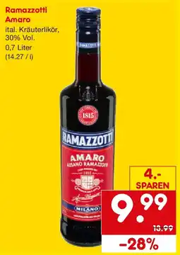 Netto Getränke Discount Ramazzotti Amaro Angebot
