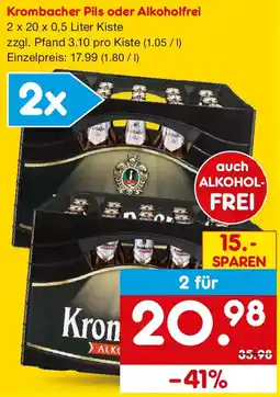 Netto Getränke Discount Krombacher Pils oder Alkoholfrei Angebot