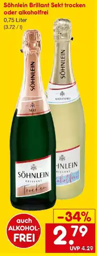 Netto Getränke Discount Söhnlein Brillant Sekt trocken oder alkoholfrei Angebot