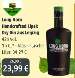 Getränkeland Mayer Long Horn Handcrafted Lipsk Dry Gin aus Leipzig Angebot