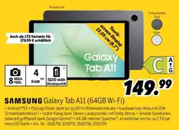MEDIMAX SAMSUNG Galaxy Tab A11 (64GB Wi-Fi) Angebot