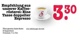 Scheck-in-Center doppelter Espresso Angebot