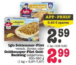 Scheck-in-Center Iglo Schlemmer-Filet Goldknusper-Filet Gold-Backteig Angebot