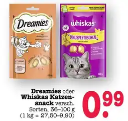 Scheck-in-Center Dreamies oder Whiskas Katzen-snack Angebot