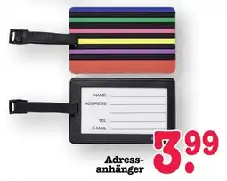 Scheck-in-Center Adress-anhänger Angebot