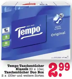 Scheck-in-Center Tempo Taschentücher Klassik, Taschentücher Duo Box Angebot