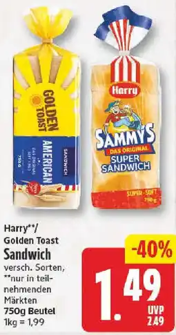 nah & gut Harry/ Golden Toast Sandwich Angebot