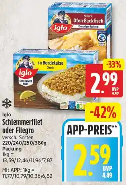 nah & gut Iglo Schlemmerfilet oder Filegro Angebot