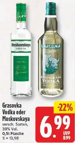 nah & gut Grasovka Vodka oder Moskovskaya Angebot