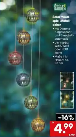 Netto Marken-Discount Living Garden Solar Windspiel Metalldekor Angebot