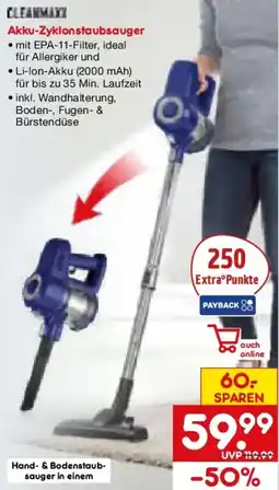 Netto Marken-Discount Cleanmaxx Akku-Zyklonstaubsauger Angebot