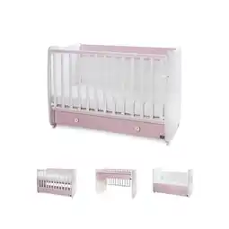 Netto Marken-Discount Lorelli Babybett Dream 70 x 140 cm umbaubar Kinderbett Schaukelbett Schreibtisch pink Angebot