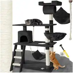 Netto Marken-Discount tectake Kratzbaum, 141 cm, mit Katzenhaus, inklusive Treppe, Spielkordel und Kippschutz Angebot