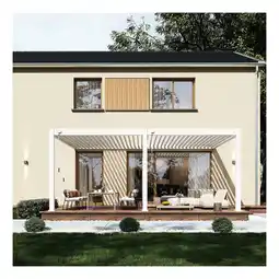 Netto Marken-Discount Weide Deluxe Plus Wand-Pergola Voll-Aluminium 4x6m mit Lamellendach weiß Angebot
