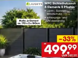 Netto Marken-Discount Juskys WPC Sichtschutzzau 4 Elemente 5 Pfosten Angebot