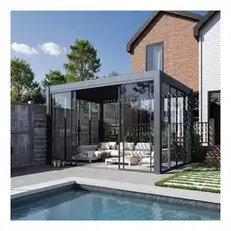 Netto Marken-Discount Weide Slim Frame Schiebepaneel Glas anthrazit für Pergola4 Meter Anthrazit Angebot