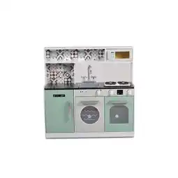Netto Marken-Discount Moni Kinderküche 7257 Holz 80 cm hoch Spülbecken Backofen Mikrowelle Licht Musik grün Angebot