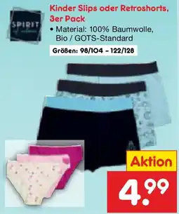 Netto Marken-Discount Kinder Slips oder Retroshorts, 3er Pack Angebot