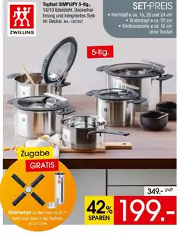 Zurbrüggen Topfset SIMPLIFY 5-tlg., 18/10 Edelstahl Angebot