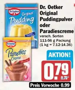 AEZ Dr. Oetker Original Pudding oder Paradiescreme Angebot