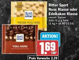 AEZ Ritter Sport Nuss Klasse oder Edelkakao Klasse Angebot