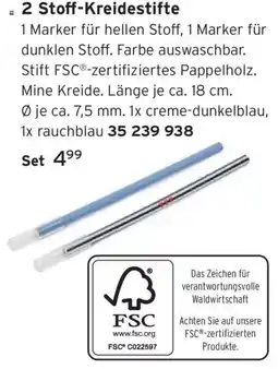 Tchibo 2 Stoff-Kreidestifte Angebot