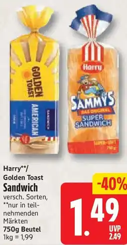 nah & gut Harry/ Golden Toast Sandwich Angebot