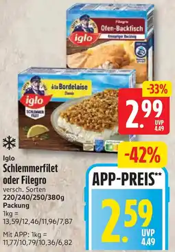 nah & gut Iglo Schlemmerfilet oder Filegro Angebot