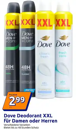 Action Dove deodorant xxl für damen oder herren Angebot