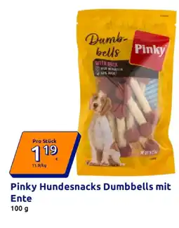 Action Pinky hundesnacks dumbbells mit ente Angebot