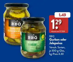 Aldi Süd BBQ Gurken oder Jalapeños Angebot