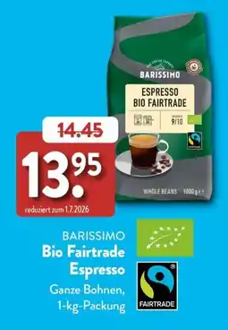 Aldi Süd BARISSIMO Bio Fairtrade Espresso Angebot